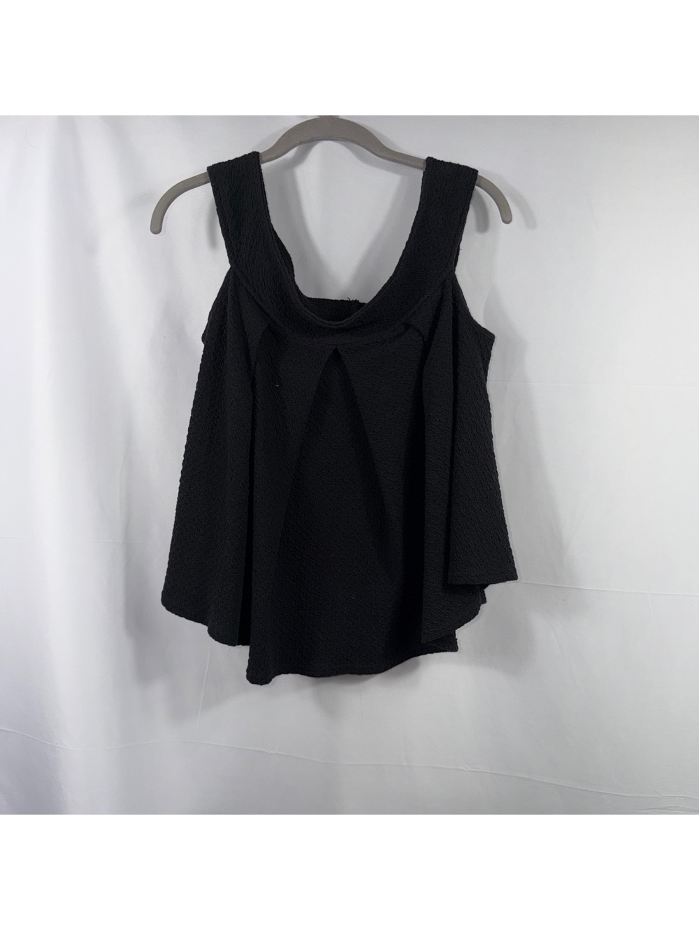 Free People Black Textured Cold Shoulder Top Medium